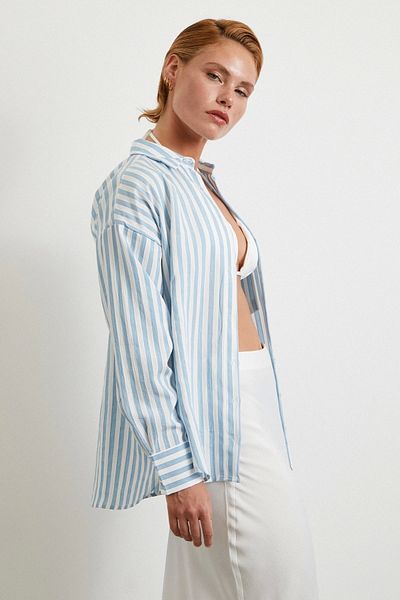 Never more Multi Striped Pocket Shirt Blue