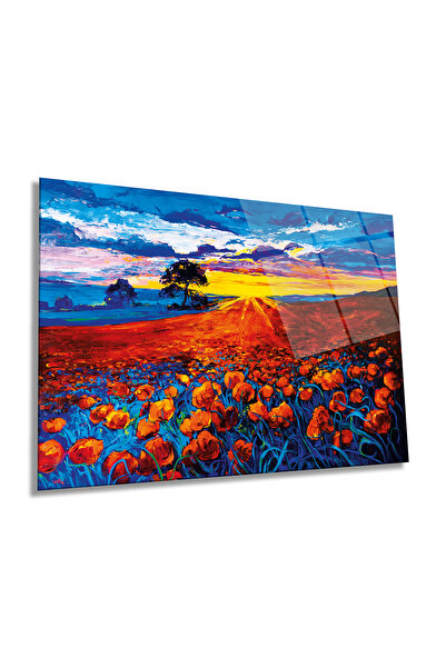 Rosyvien Tablou de sticlă orizontal Red Poppy Field, Natură, Decor de perete ...