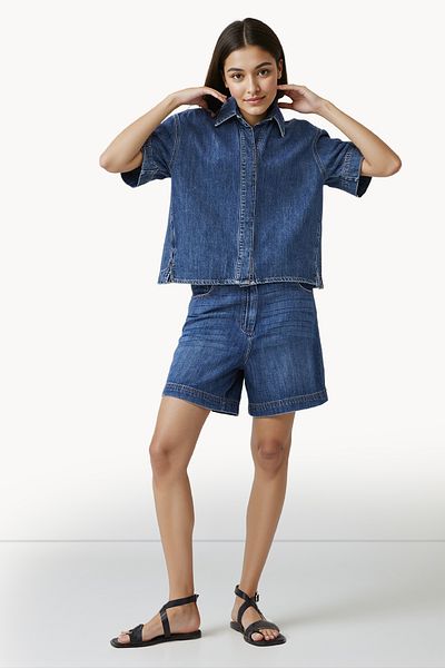 French Connection Demin Spread Collar Neck Shirt