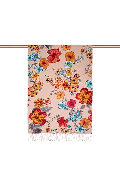 ipekevi Powder Petunia Patterned Silk Shawl