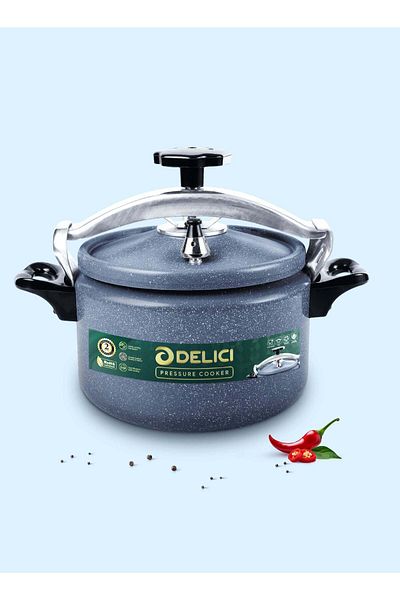 DELICI Aluminium Pressure Cooker 5 Litre – Fast Cooking, Safe Lock, Strong Base, 2 Year Warranty (DPC 5G)