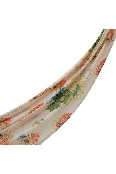 ipekevi Cream Green Single Flower Cotton Shawl
