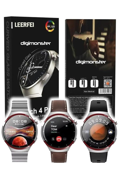 DigiMonster SW-32 Akıllı Saat - Bluetooth Arama, HD Ekran, Üç Kordonlu, Türkç...