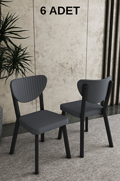 DEREN HOME Elma Serisi 6 Adet Antrasti Silinebilir Kumaş Mutfak Salon Cafe Sa...