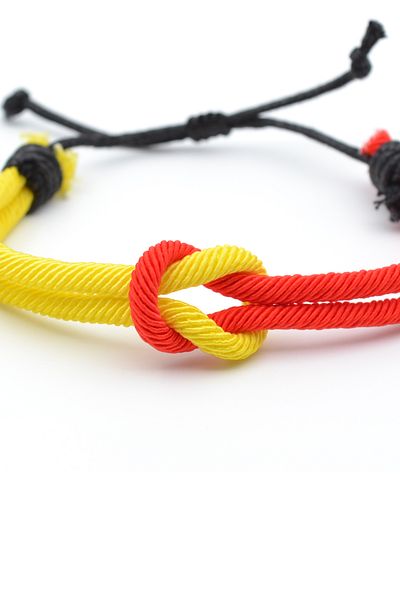 Bu Farklı Yellow Red Fan Macrame Rope Bracelet - Adjustable Bracelet - Women's Men's Bracelet