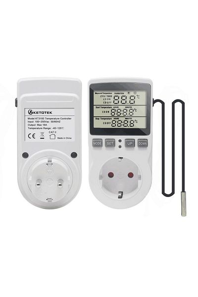 TECHSTAR ® Kt3100 Priză programabilă, temporizator digital, priză cu întrerupător, 230v, 16a, timp programabil/temp