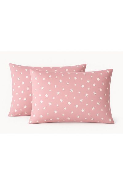 Sinada Pink Star 100% Cotton 2-Piece Pillow Case
