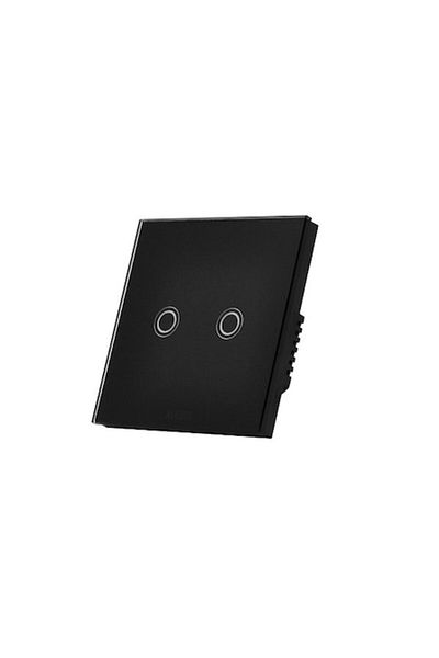 ALEDIO Smart Double Switch with Touch, Glass Frame, WiFi, Black