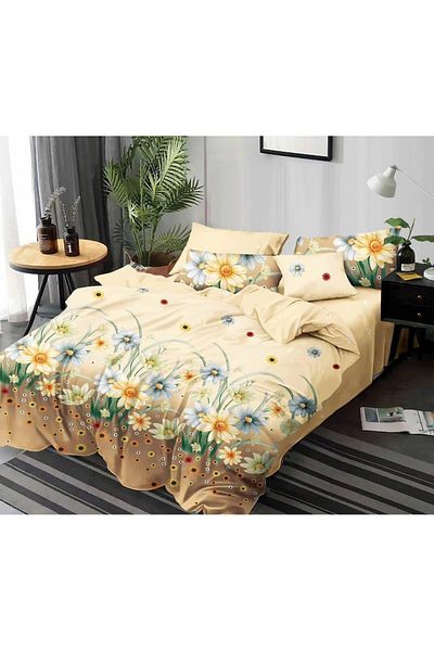 trendyhome Bed Linen, Fine Cotton, 6 Pieces, Poppies, Multicolor, HR24202