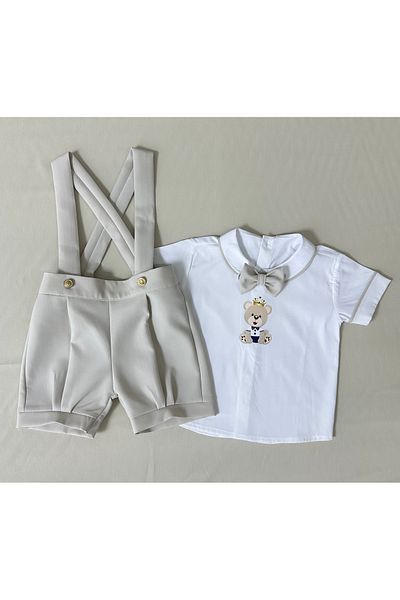annerüyası Teddy Bear Concept Beige Shorts Salopettakım
