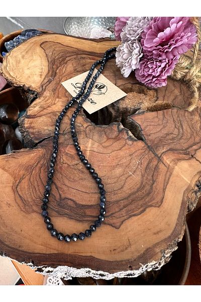 parze doğaltaş Blue Sapphire Natural Stone String Necklace