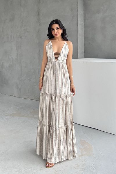 Seda Yalçın Atelier Coffee Bead Detailed Dress