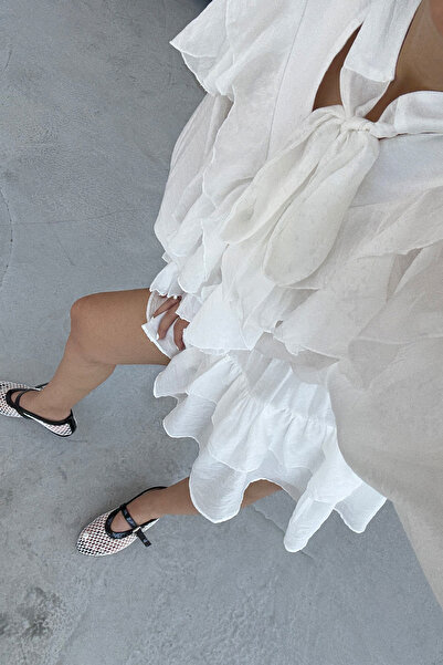 Seda Yalçın Atelier Μίνι φόρεμα Mimoza White Ruffle Design