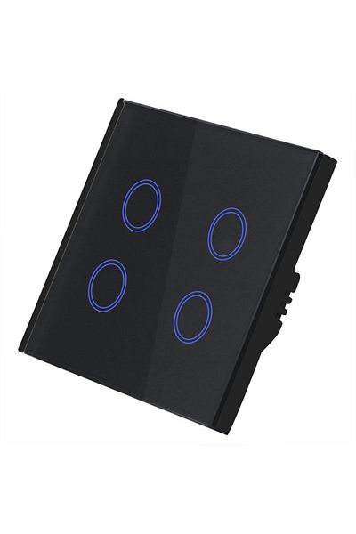 TECHSTAR Întrerupător tactil inteligent, wireless 2.4ghz, sticlă securizată, design modern, iluminare LED, 4 faze