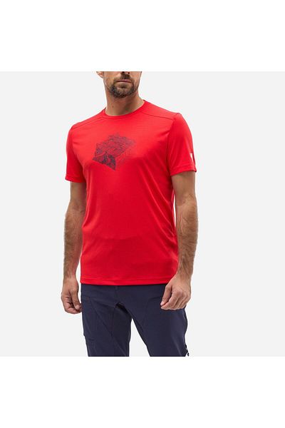 Millet Kamet Men's Map Short Sleeve Men's T-Shirt Miv10457 0335 Red-M