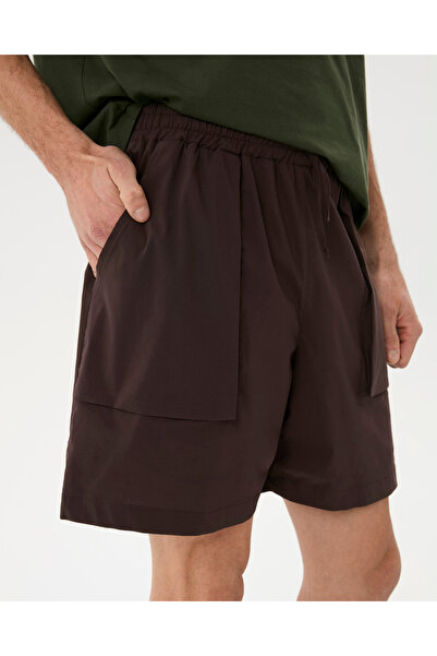 Ayma Active Men's Brown Active Shorts - Organic Cotton Blend, Elastic Waist with Drawstring, Front Pocket
