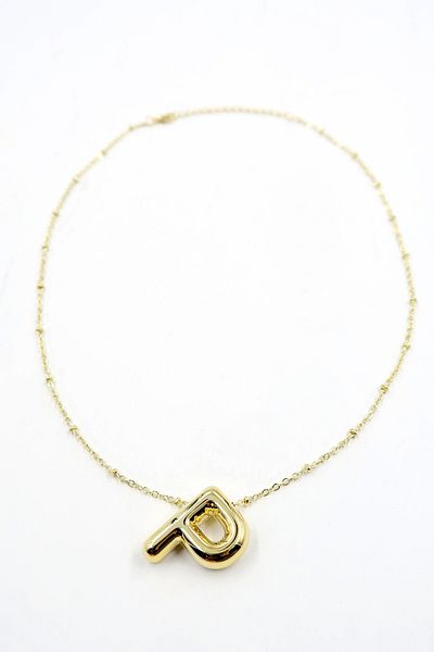 VAGGON Women's Gold 3D Letter P Gold Necklace Prmx13862