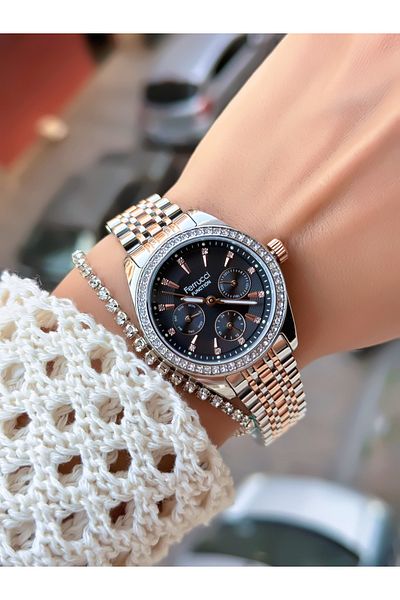 Ferrucci Women's Watch with Steel Cord Function 3 Atm Waterproof 2 Years Mechanism Warranty