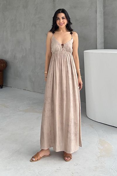 Seda Yalçın Atelier Mink Bead Detailed Strap Dress