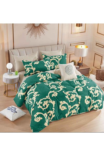 trendyhome Bed Linen, Fine Cotton, 6 Pieces, Tribal, Green/Cream, J14581