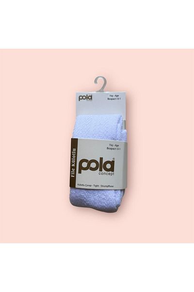 Pola Children's White Cotton Patterned Fishnet Pantyhose