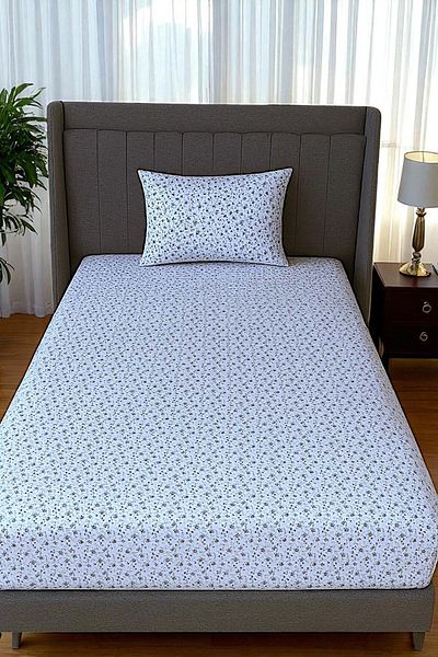 MixCotten Home Țesătură Poplin Bumbac Cearșaf de pat și Set de perne cu flori mici 100x200 Cm 50x70 Cm