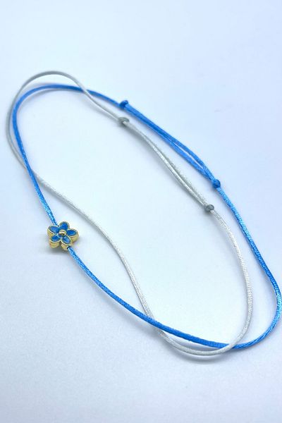 Concept HuBuTU 2 Pieces of Flower Figured Blue Gray Silk Floss Thread Summer Minimal Anklet Set