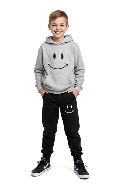 FYK KİDS 3-Piece Hooded Printed Detail Boy's Track Suits