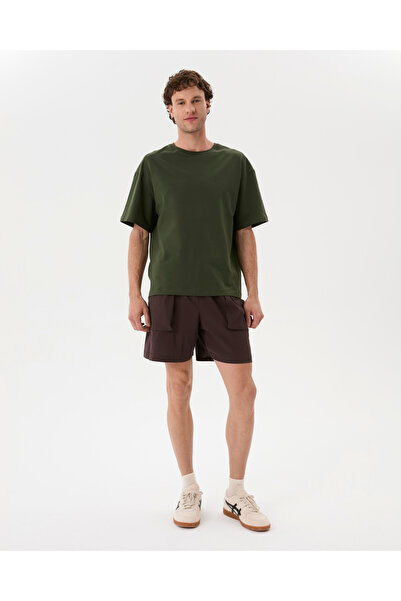 Ayma Active Men's Brown Active Shorts - Organic Cotton Blend, Elastic Waist with Drawstring, Front Pocket