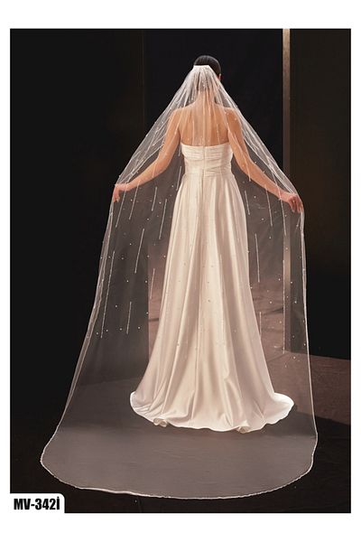 Hayalperest boncuk Elegant Stylish Bridal Wedding Veil with Sparkly Embroidery