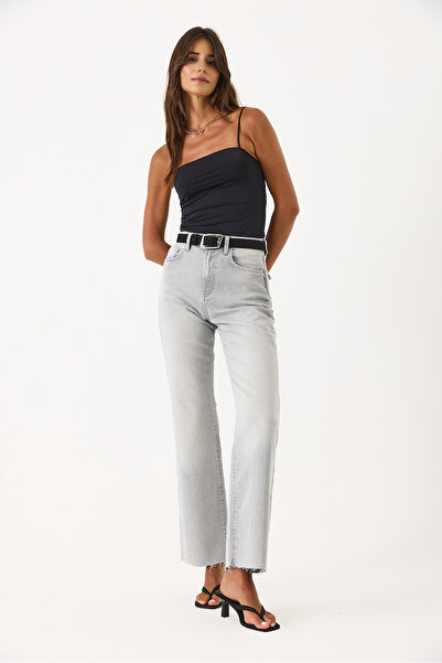 VENA Wanda Grey Wide Leg Jean Παντελόνι - ΓΚΡΙ