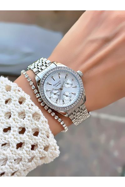 Ferrucci Women's Watch with Steel Cord Function 3 Atm Waterproof 2 Years Mechanism Warranty