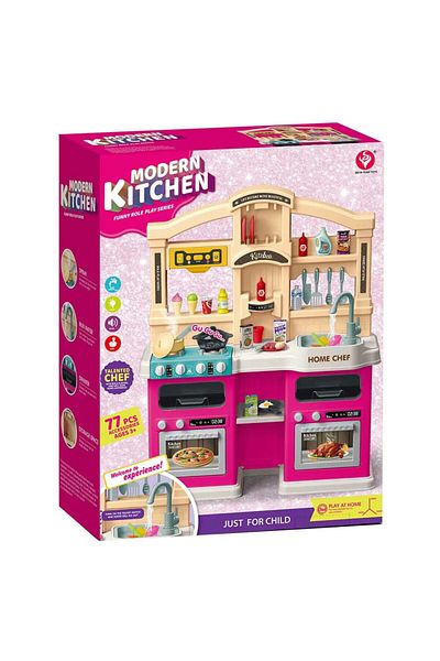 OEM Modern Kitchen 77-piece kitchen play set with realistic functions