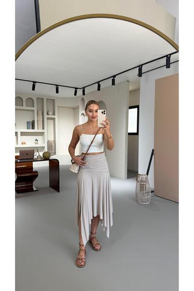 Sezgi Tekin Fusta Stone Gode cu detaliu cu o singură fante