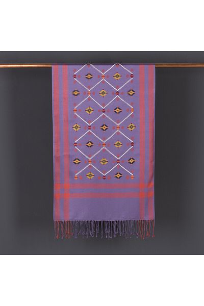 ipekevi Violet Kilim Patterned Cross Stitch Prime Silk Shawl