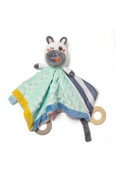 tumama Interactive Baby Comfort Blanket Toy - Zebra Model with Teether Rings
