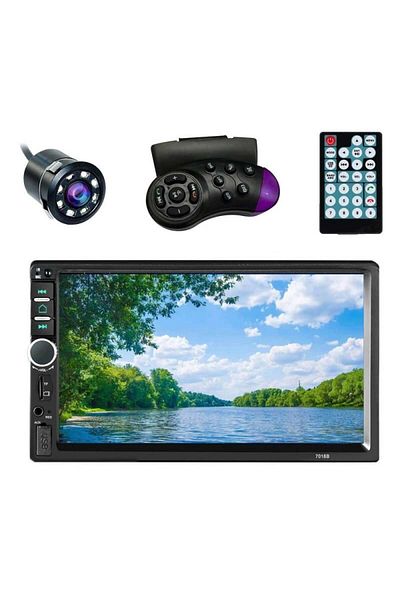 TECHSTAR Player MP5 Techstar® 7021, 2DIN, Cameră video pentru marșarier, Ecran tactil HD de 7", Comenzi pe volan, Remo