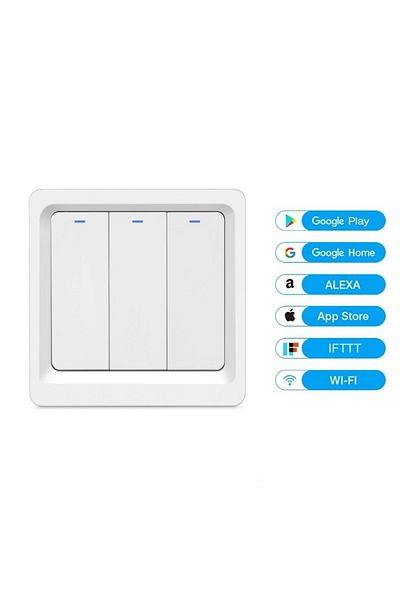 TECHSTAR Întrerupător inteligent ®, wireless 2.4ghz, buton cu revenire, design clasic, iluminare LED, 3 faze