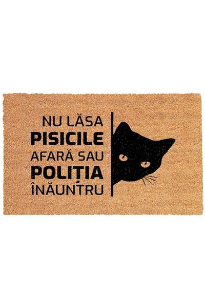 OEM Personalized entrance mat with a cat and message - don't let the cats outside or the police inside,