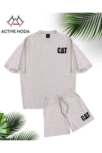 ACTIVE MODA - Men's Short Sleeve Tshirt - Shorts Set Cotton Oversize