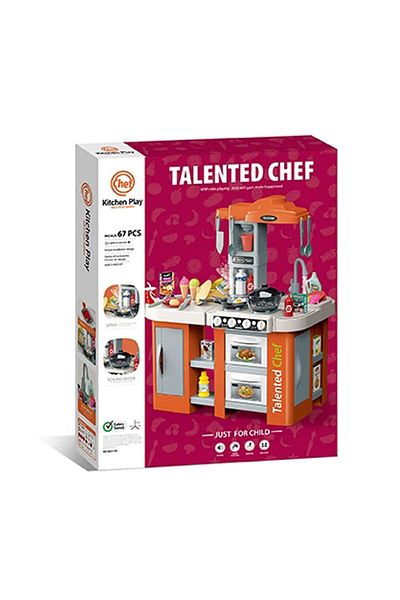 OEM Ocie Kitchen Talented Chef Orange 72-piece kitchen with running water and steam