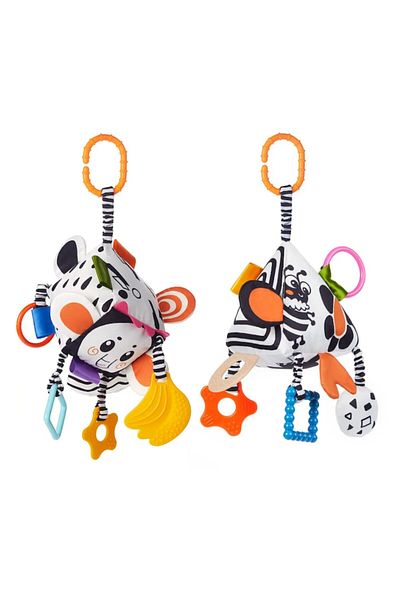 tumama Set 2 rattle toys with silicone parts for teething, hook, and different sides, Tumama®, multicolor
