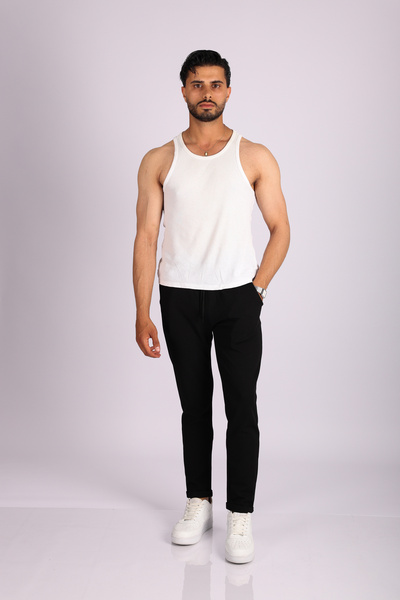 JAKOTTO Men's Cuffed Waist Elastic Waist Trousers