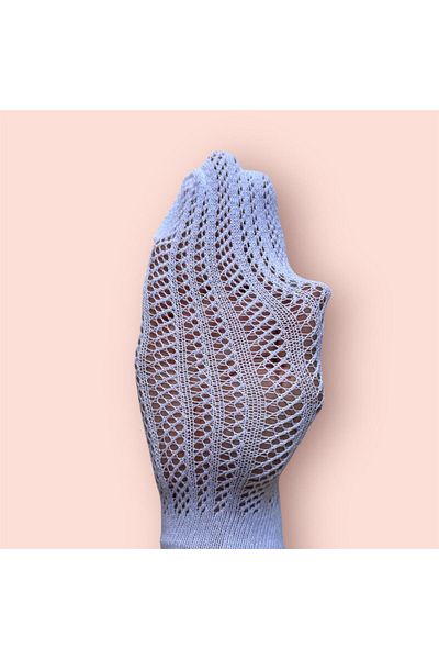 Pola Children's White Cotton Patterned Fishnet Pantyhose