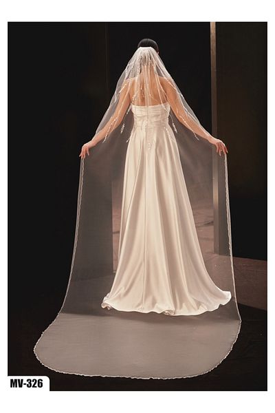 Hayalperest boncuk Romantic Bridal Wedding Veil with Beads Embroidery