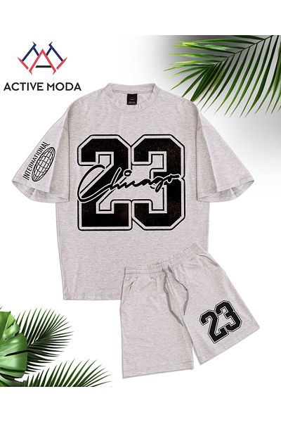 ACTIVE MODA - Men's Short Sleeve Tshirt - Shorts Set Cotton Oversize