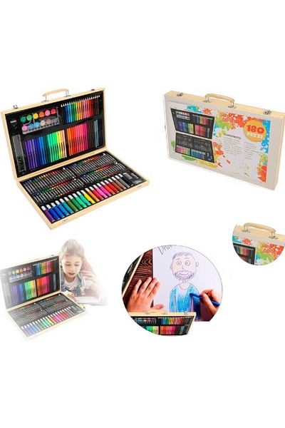 Toybox 180 Colors Art Supplies Art Set Includes Oil Pastels, Crayons, Colored Pencils, Markers,Watercolor