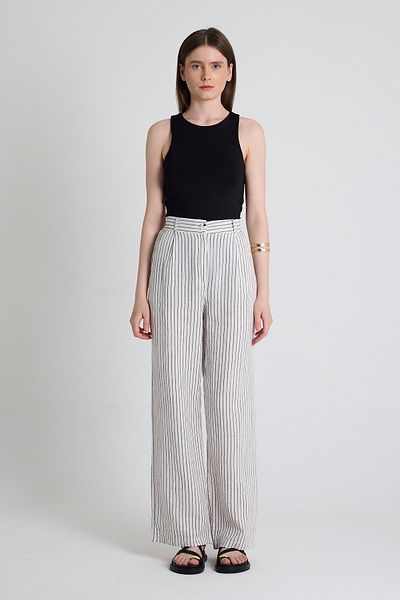 Rays Black Wide Leg Striped Trousers 2334