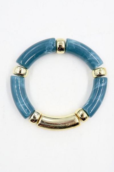 VAGGON Women's Indigo Gold Detailed Bone Elastic Bracelet Prmx13820