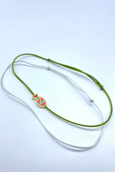 Concept HuBuTU 2 Pieces of Cute Orange Coral Fish Figured Green Gray Silk Floss Thread Summer Minimal Anklet Set